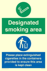 Designated smoking area
Please place extinguished cigarettes in the containers provided to ensure this area is kept clean